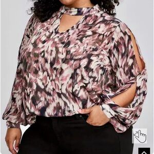 Torrid Pink and Black Abstract Blouse